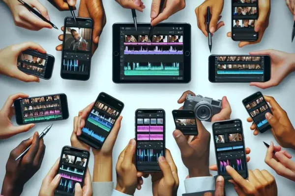 "Comparativa de editores de vídeo profesionales para móviles: interfaz de usuario de las mejores aplicaciones de edición de video en smartphones."